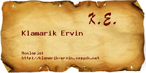 Klamarik Ervin névjegykártya